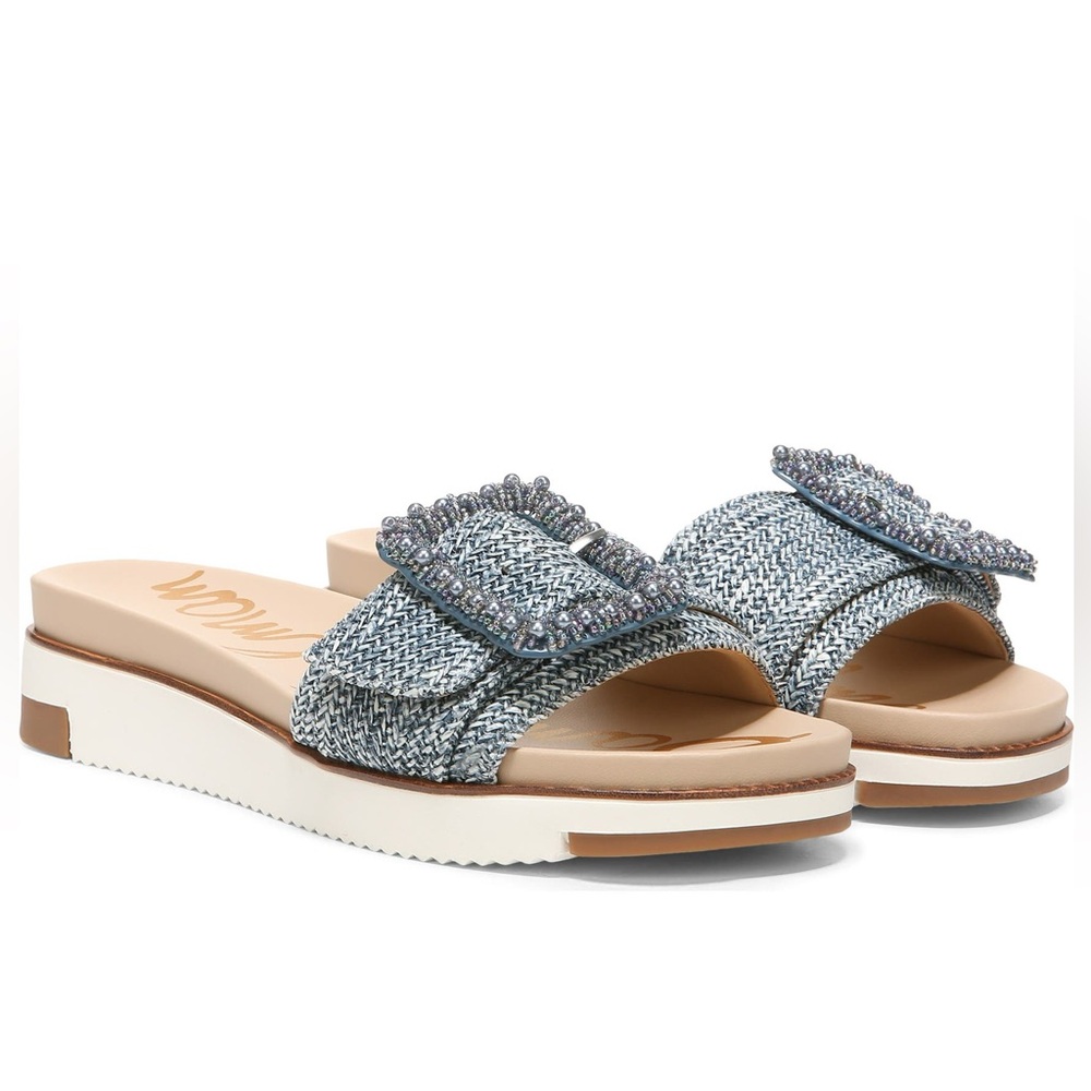 Sam Edelman Ariane Beaded-Buckle Platform Sandals